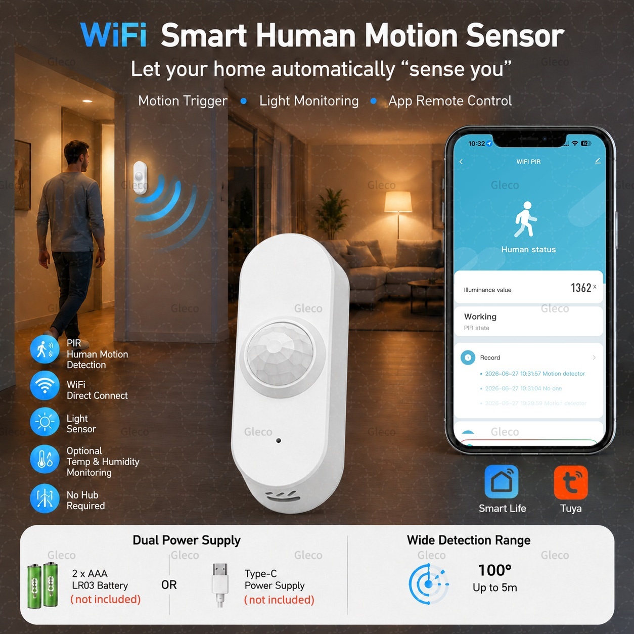 Smart Home Wiser - مستشعر حركة ذكي واي فاي من
